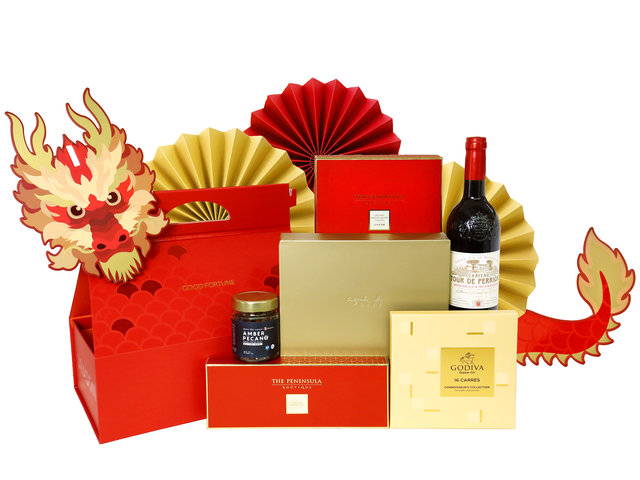 CNY Gift Hamper - Year of the Dragon and Snake Flying New Year Gift Basket A3 - CH21215A3 Photo