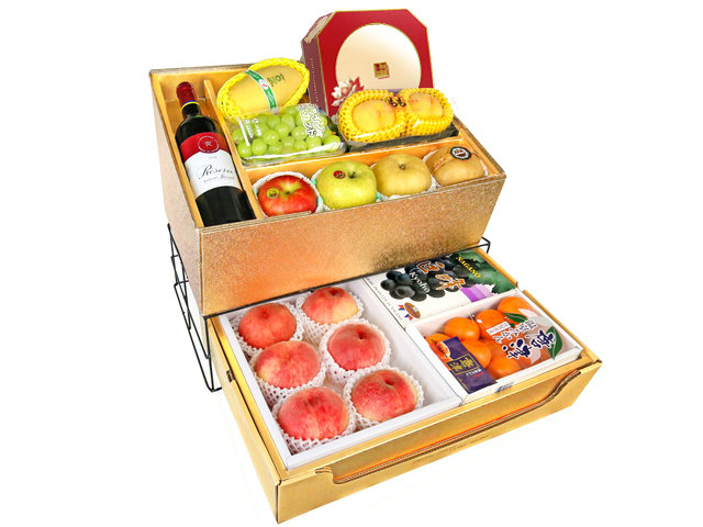 Fruit Basket - Mid Autumn Double Deck Peninsula MoonCake Fruits Gift Tower D12 - 0DP0716E8 Photo